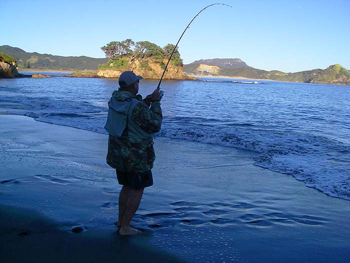 'Alan's little spinning rod bends into his kingfish - did it make the clutch buzz???? I'll say it did!!!.