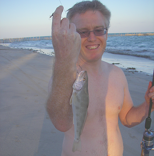 Richard with a king croaker - a type of drum.