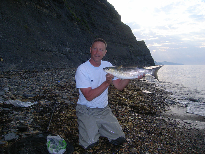 Not bad for his first Purbeck mullet - almost worth the broken rod!