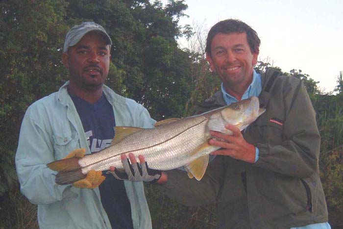 This fine snook took on the troll and fought like stink.  Although it looks a bit stiff it was returned unharmed.