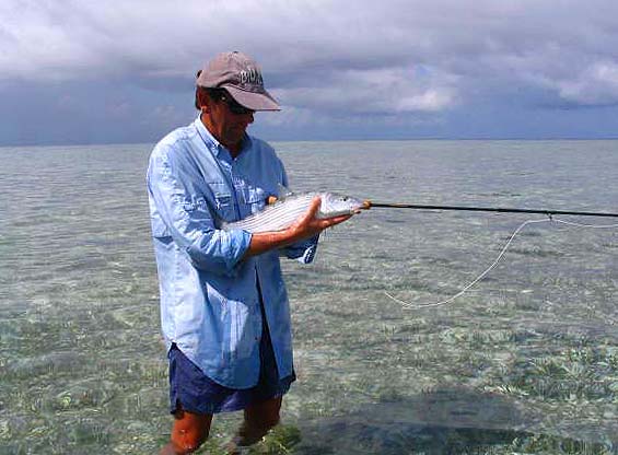 Steve quickly got the hang of tempting bonefish on the fly.