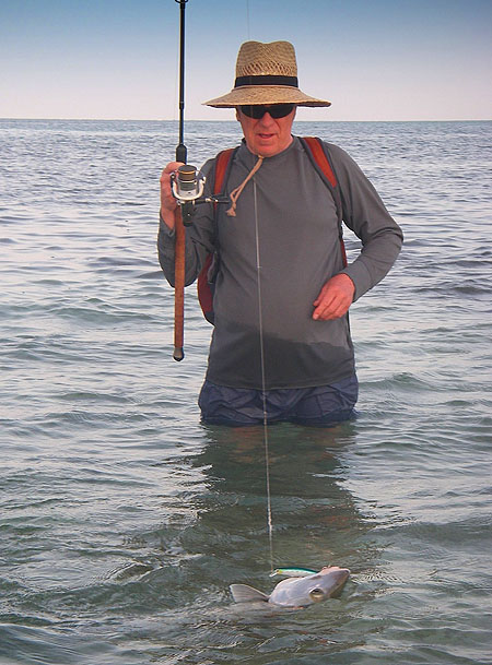 My first bonefish of the trip almost ready to be unhooked.