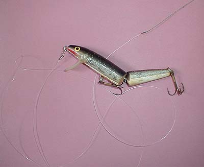 The braid is joined to the nylon by an Albright knot and a small crosslock attaches the lure.