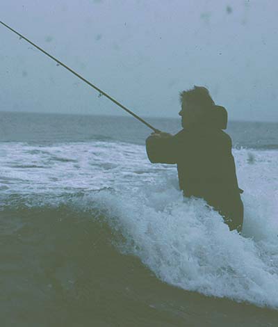 A strong onshore wind can make casting difficult.  Chest waders may help to reach the fish. 
