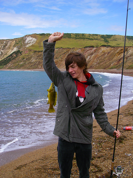 James with a wrasse.  Despite never having done it before he caught over thirty fish in the session.